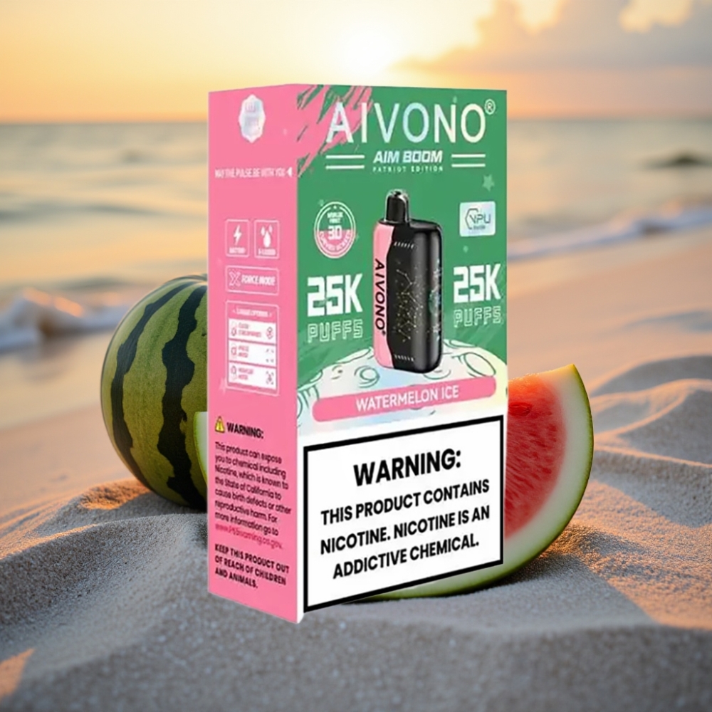 Aivono AIM BOOM 25000 Pūšu Vienreizējās lietošanas vape Arbūzu Ledus, 28ml, 650mAh, Type-C