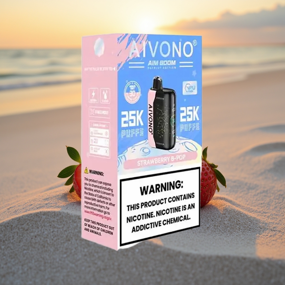 Aivono AIM BOOM 25000 Puffs Vienreizējās lietošanas vape Zemeņu B Pop 0%-5%, 28ml, 650mAh, Type-C