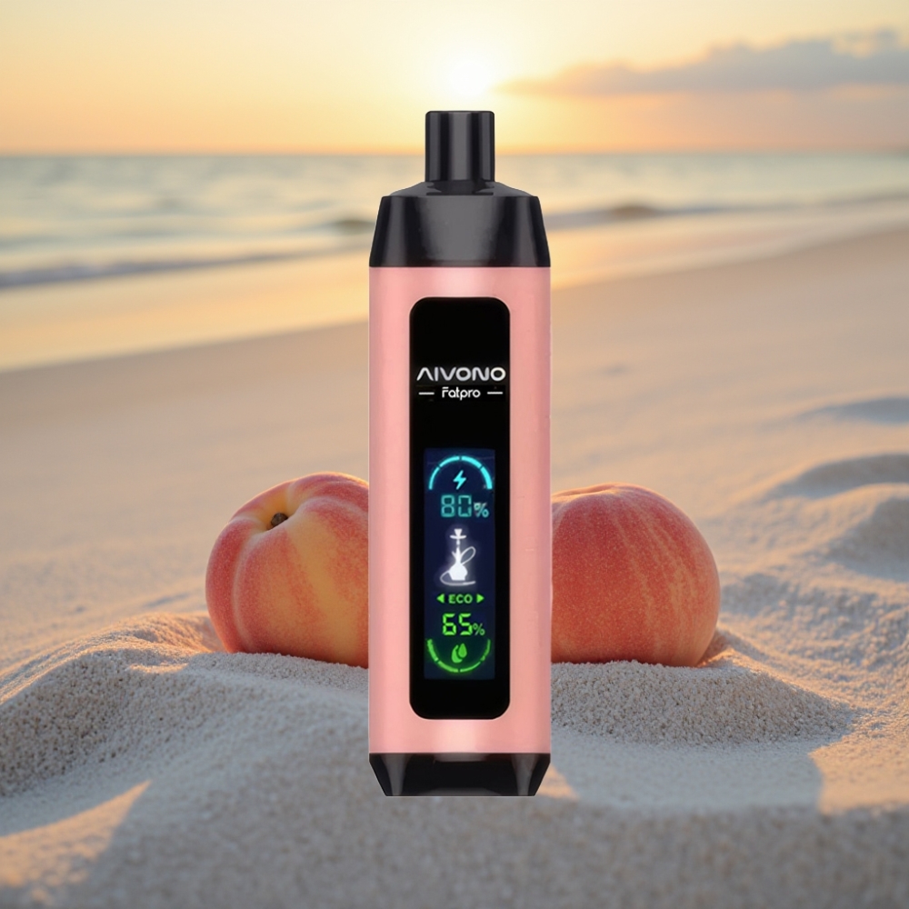 Aivono AIM FATPRO 22000 Pūfu Vienreizējās lietošanas vape Persiku Ledus, 28ml, 0,6 omu, 600mAh