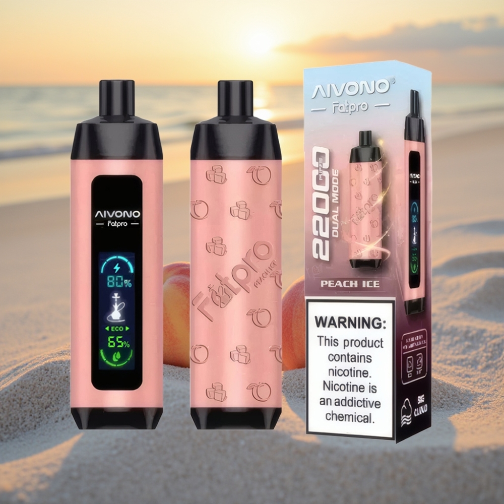 Aivono AIM FATPRO 22000 Pūfu Vienreizējās lietošanas vape Persiku Ledus, 28ml, 0,6 omu, 600mAh