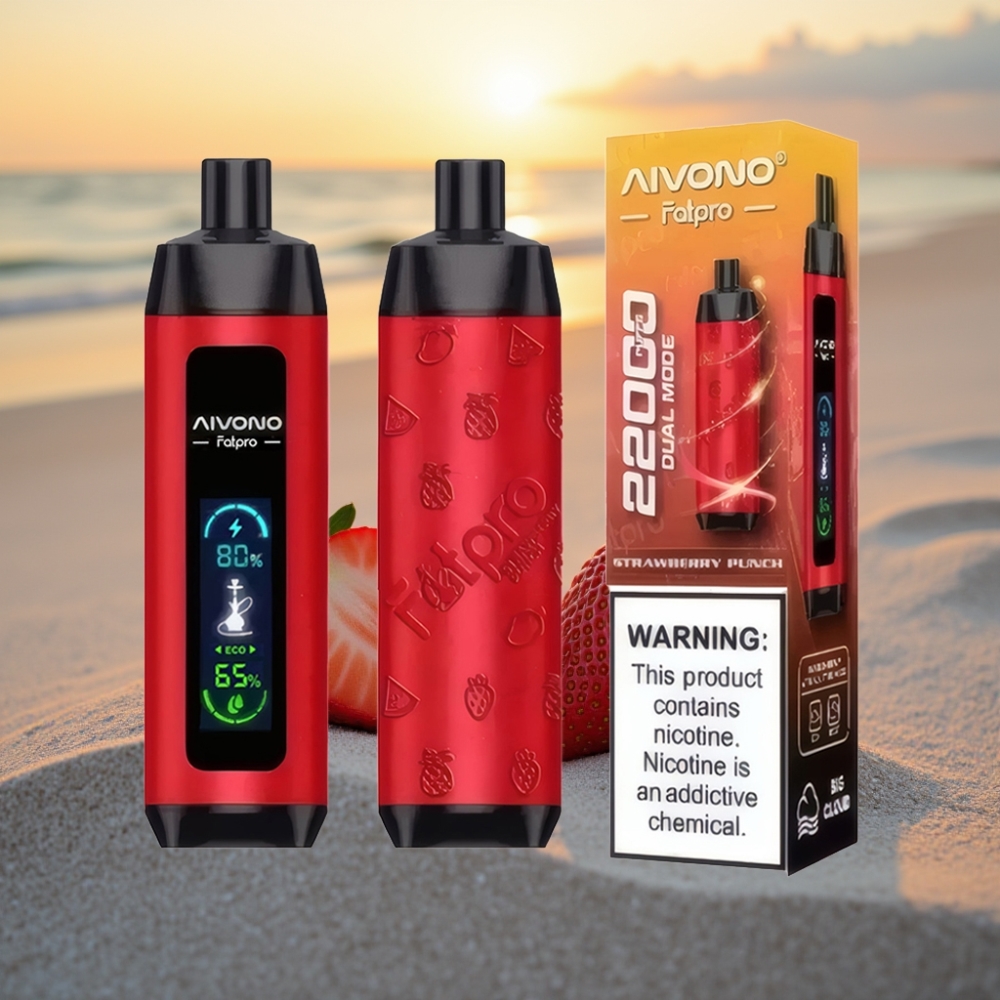 Aivono AIM FATPRO 22000 Pūšu Vienreizējās lietošanas vape Zemeņu Punčs: 0%-5% Nikotīns, 28ml, 600mAh