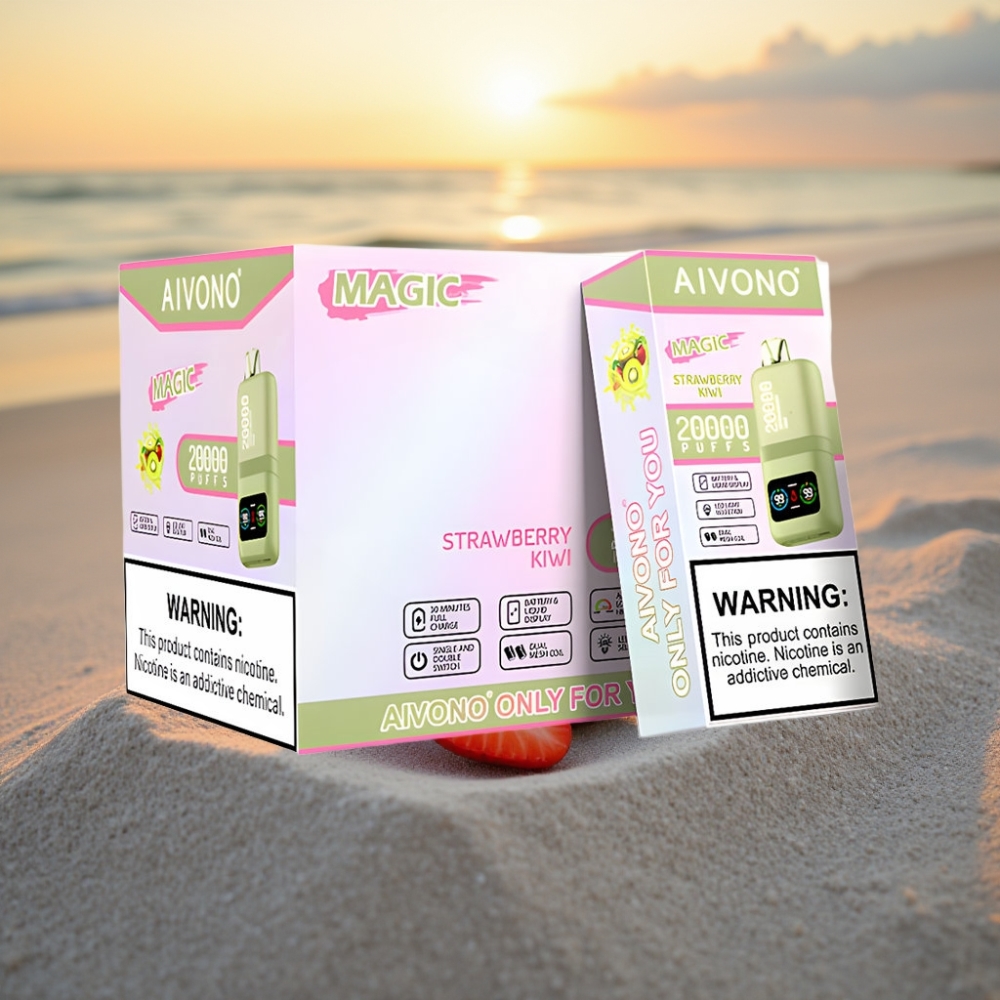 Aivono AIM MAGIC 20000 Pūšu Vienreizējās lietošanas vape ar zemenes-kiwi garšu, 26ml, Type-C, LCD