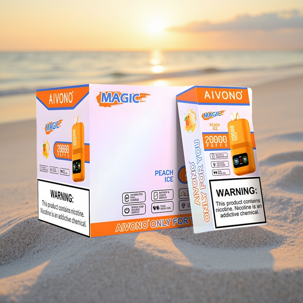 Aivono AIM MAGIC 20000 Puffs Vienreizējās lietošanas vape Persiku Ledus, 26ml e-kvids, 5% nikotīna, Type-C uzlāde