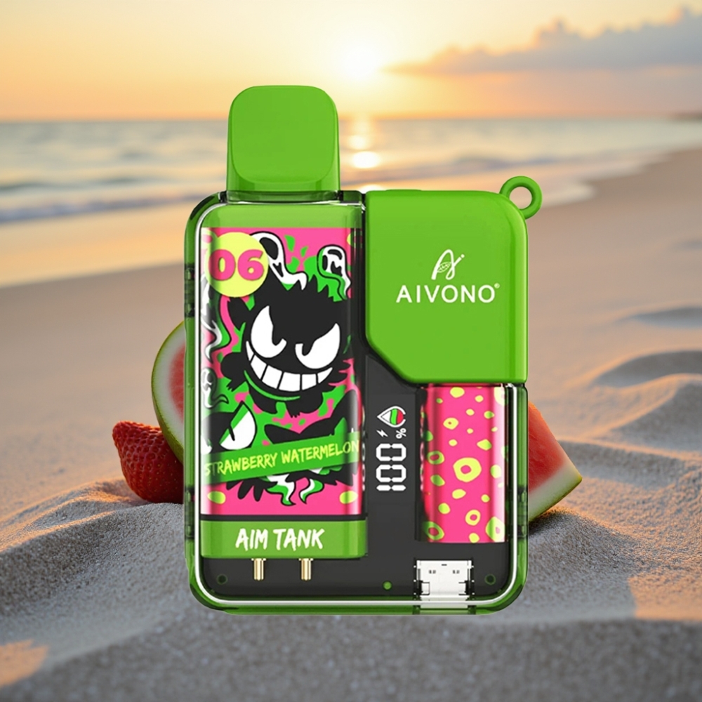 Aivono AIM-TANK 9500 Pūfu Vienreizējās lietošanas vape Zemeņu Arbūzs 18ml 650mAh LCD 1.2Ω