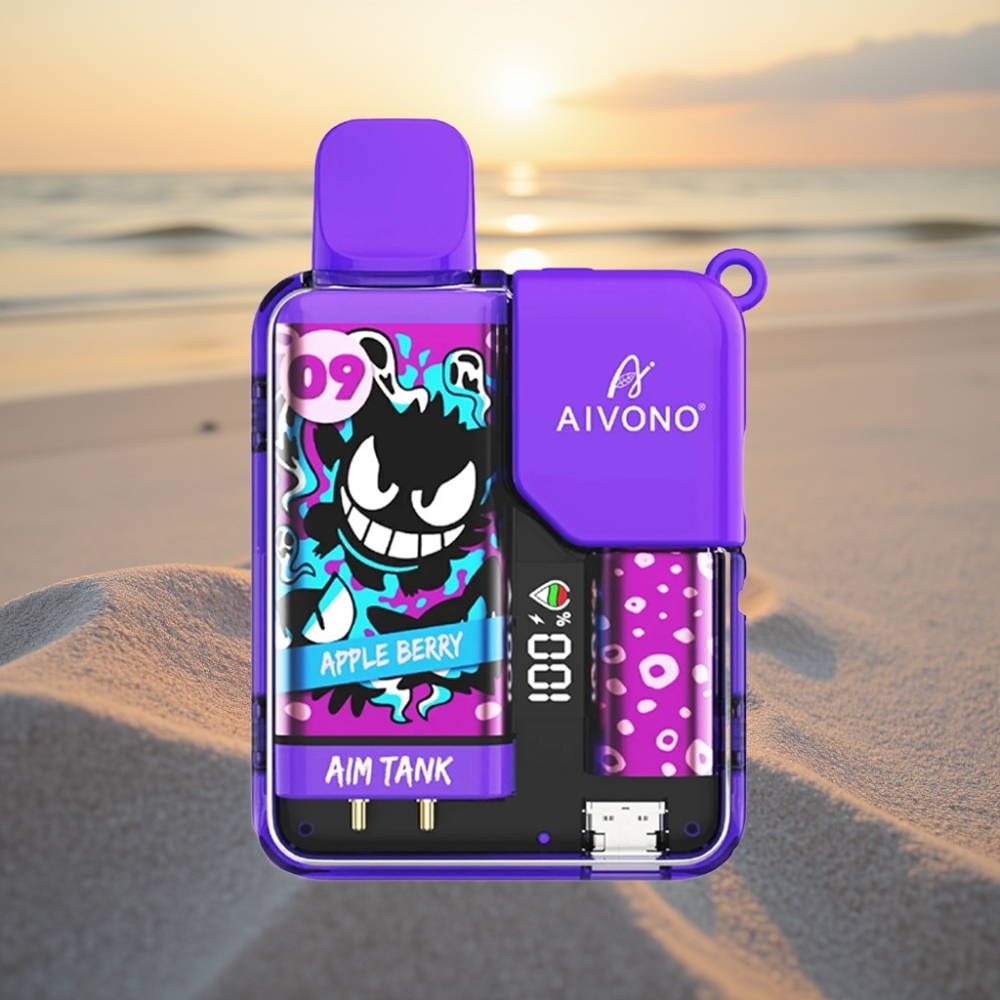 Aivono AIM-TANK 9500 Pūfu Vienreizējās lietošanas vape (Ābolu-Oga) 18ml, 650mAh, LCD, 0-5% Nikotīns, 1.2Ω