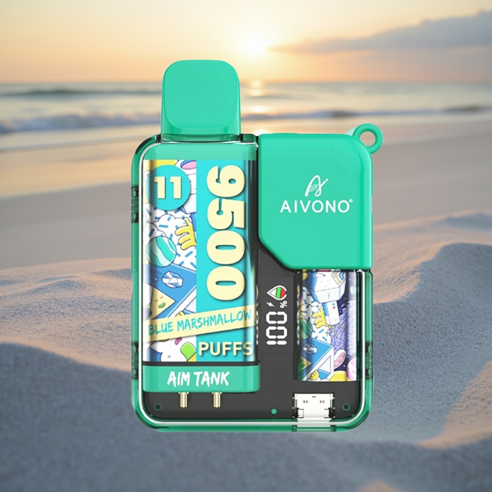 Aivono AIM-TANK 9500 Puffs 18ml 650mAh LCD Zilā Zefīra (0%/2%/3%/5%) 1.2Ω