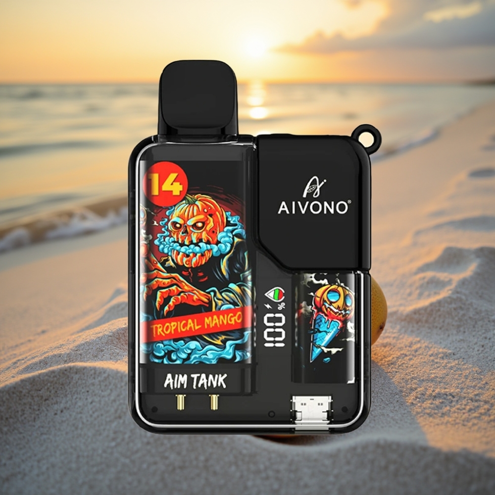 Aivono AIM-TANK 9500 Puffs 18ml LCD 0-5% Nikotīns Tropu Mango 1.2ohm