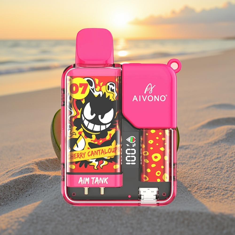 Aivono AIM-TANK 9500 Puffs Vienreizējās lietošanas vape Ķiršu Melone, 18ml, LCD, 1.2ohm