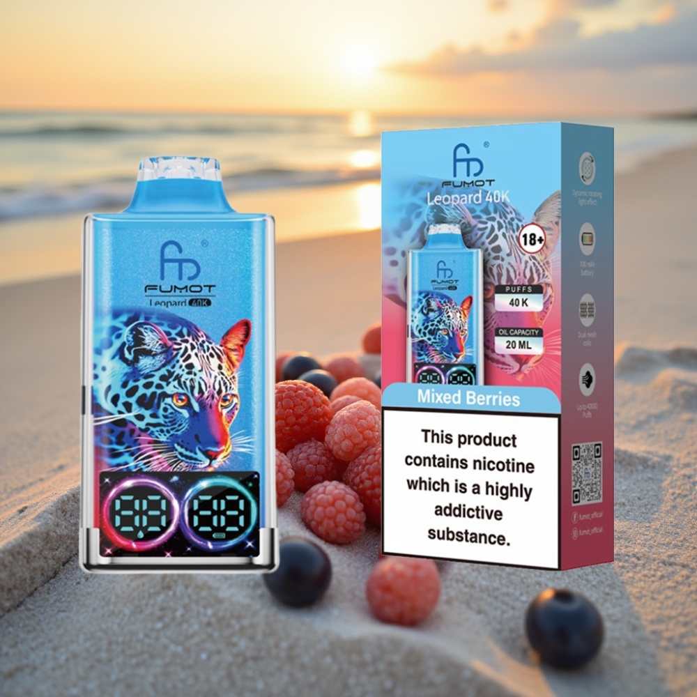 Fumot Leopard 40K Puffs Vienreizējās lietošanas vape Jauktās Ogles 0%-5% Nikotīns, 700mAh, Dual Mesh, Type-C, Digitālā Displeja