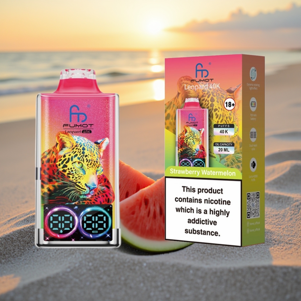 Fumot Leopard 40K Puffs Vienreizējās lietošanas vape Zemeņu Arbūzs 0%-5% Nikotīns, 700mAh, Dual Mesh, Type-C