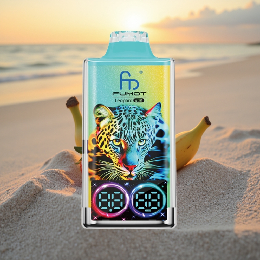 Fumot Leopard 40K Puffs Vienreizējās lietošanas vape Zemeņu Banānu, 700mAh, Dual Mesh, Type-C