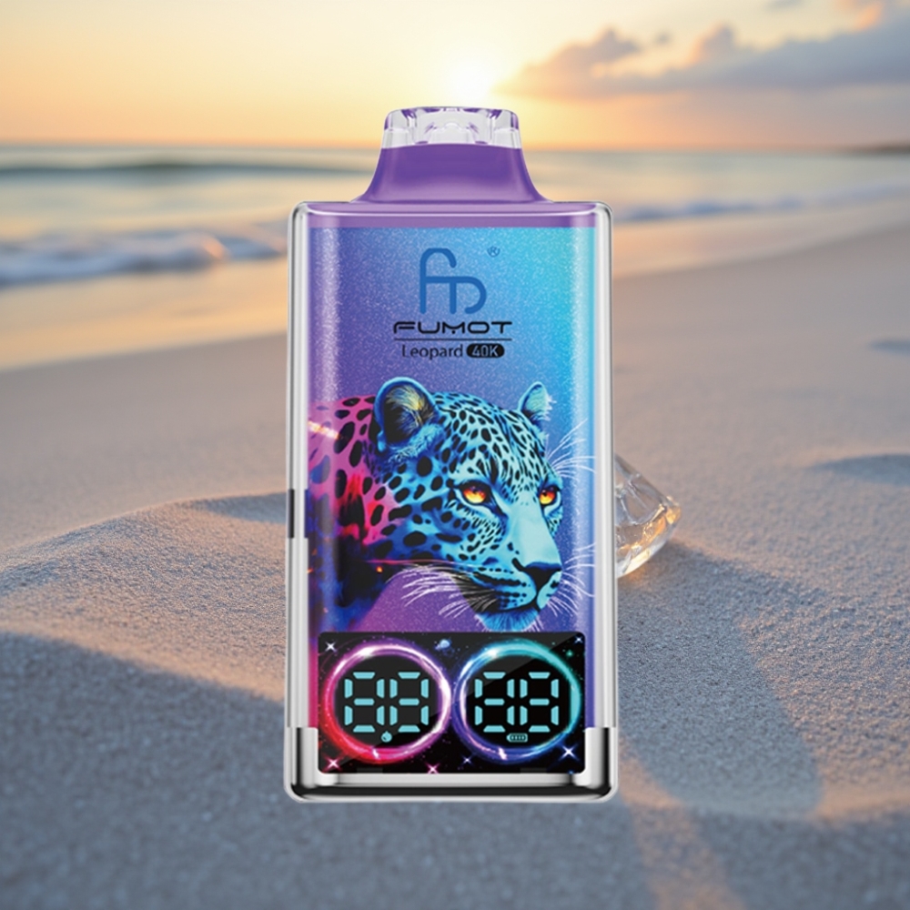 Fumot Leopard 40K Puffs Vienreizējās lietošanas vape Zemenes ar Ledu, 0%-5% Nikotīns, 700mAh, Dual Mesh, Type-C, Digitālais Displejs