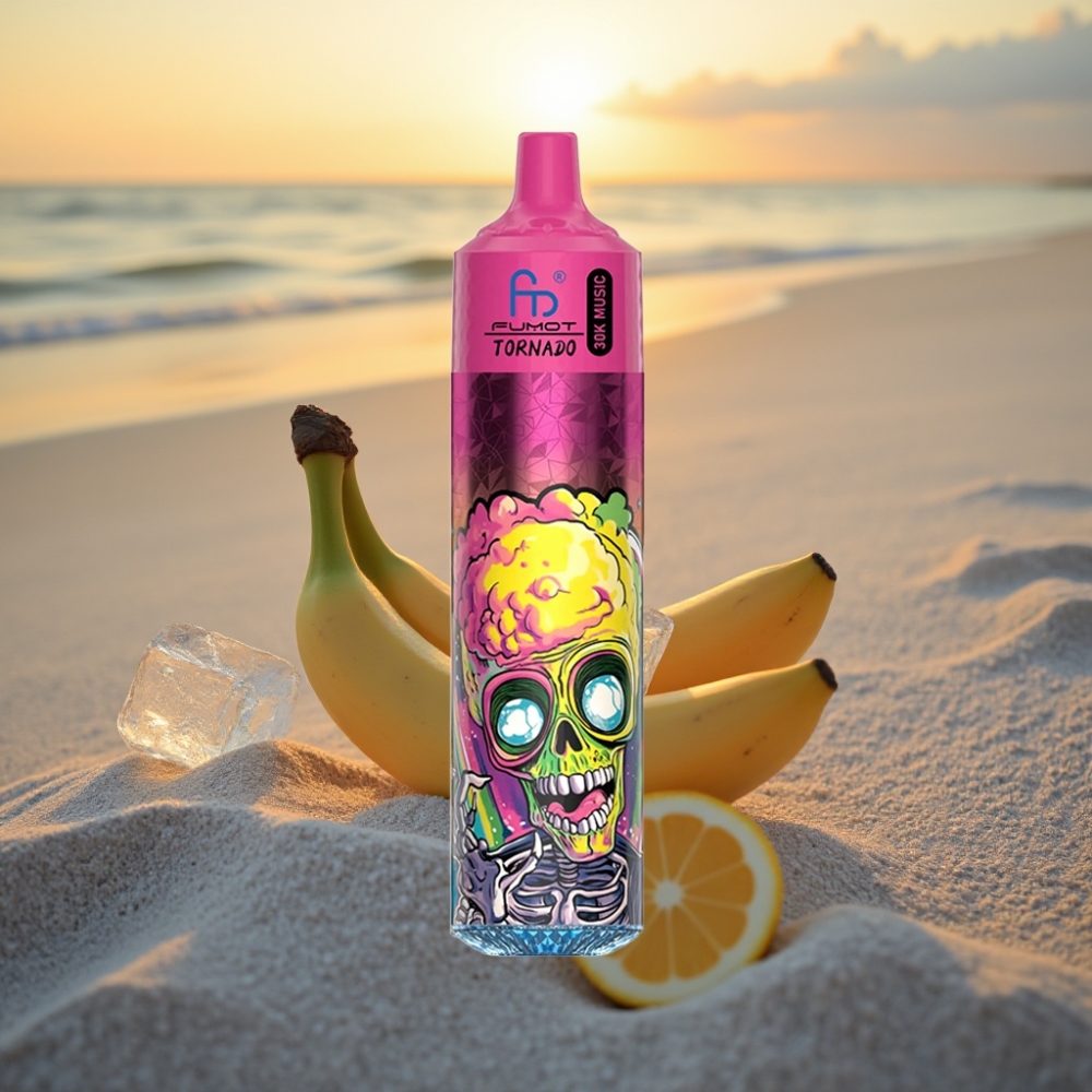 Fumot RandM Tornado 30000 Puffs Vienreizējās lietošanas vape Banānu Ledus, 30mL, 2%/5%, 600mAh
