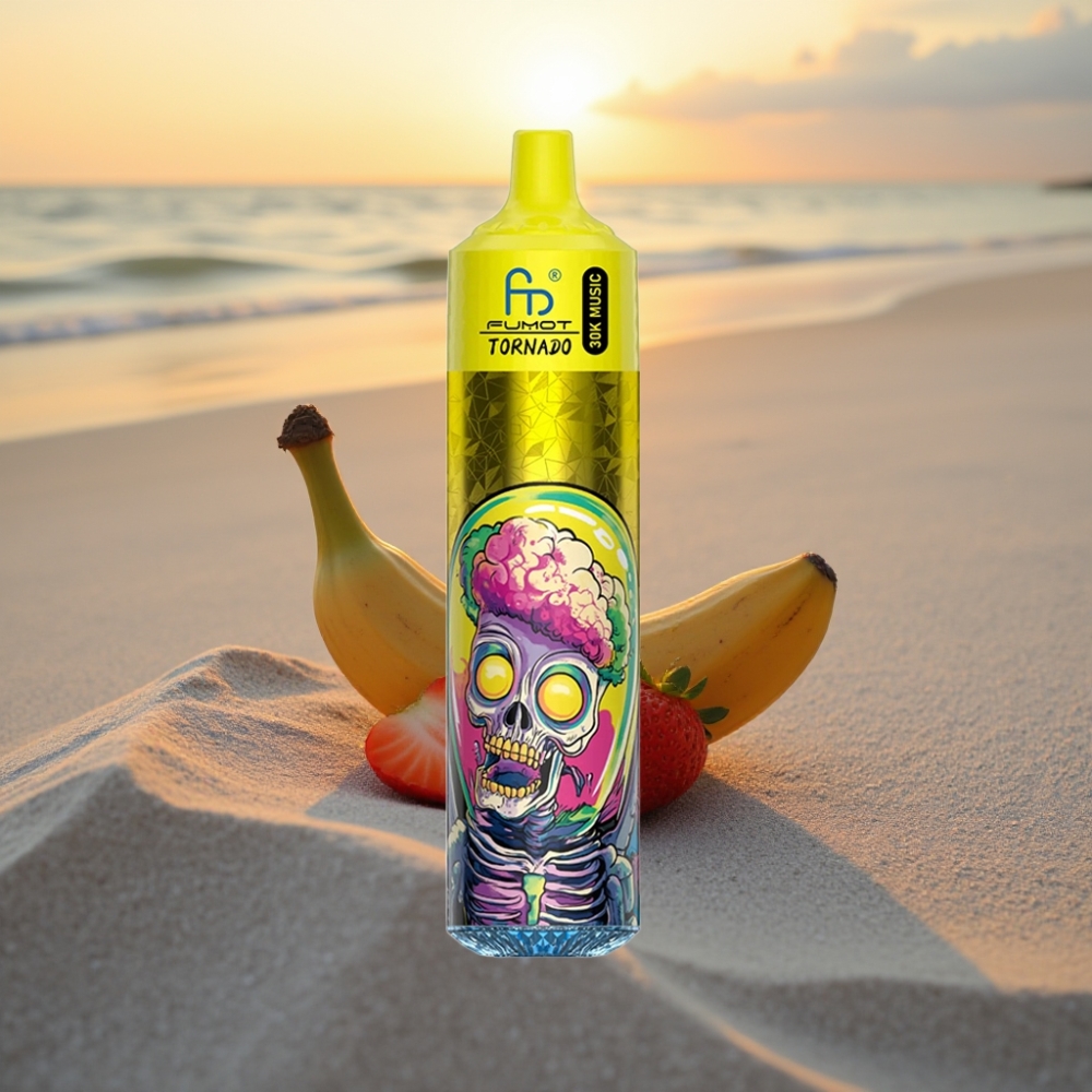 Fumot RandM Tornado 30000 Puffs Vienreizējās lietošanas vape Banānu Zemeņu, 30mL, 2%/5%, 600mAh