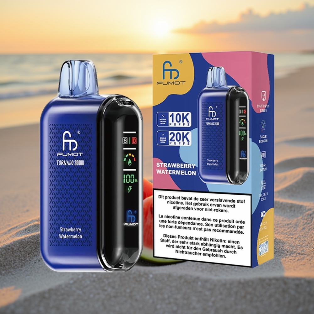 Fumot Tornado 20000 Puffs Izkliedējamais Veips Zemene Arbūzs Dual Mesh 20ml 850mAh
