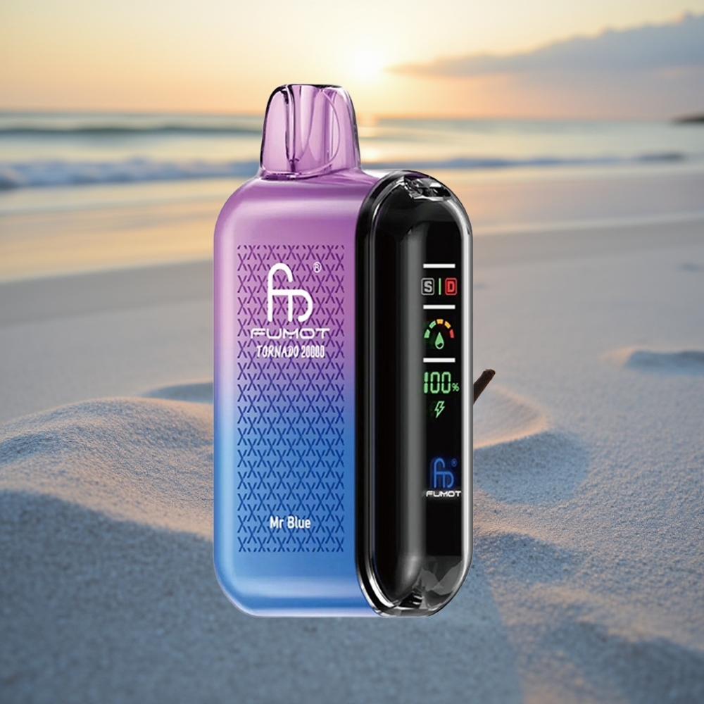 Fumot Tornado 20000 Puffs Vienreizējās lietošanas vape 20ml 850mAh Dual Mesh Coil Zilais
