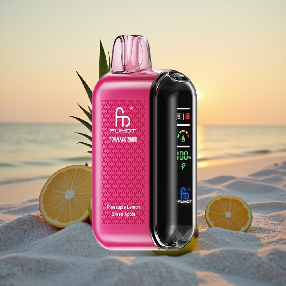 Fumot Tornado 20000 Puffs Vienreizējās lietošanas vape Ananāsu Citronu Zaļā Ābele, Dual Mesh Coil, 20ml, 850mAh, 2% Nicotine