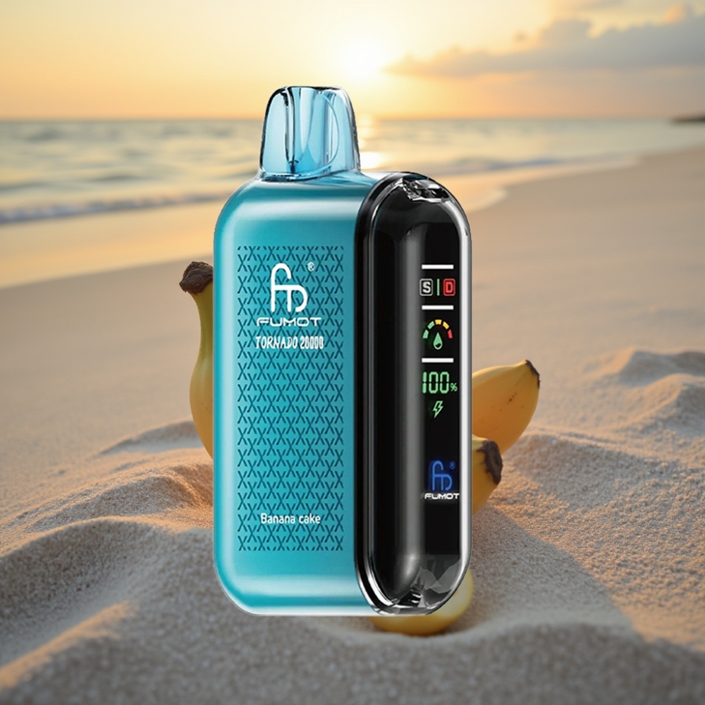 Fumot Tornado 20000 Puffs Vienreizējās lietošanas vape Banānu Kūka, Dual Mesh Coil, 20ml, 850mAh