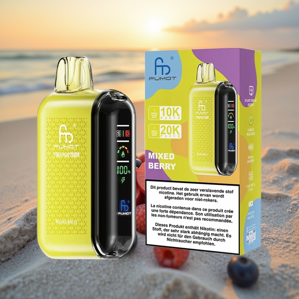 Fumot Tornado 20000 Puffs Vienreizējās lietošanas vape Jauktās Ogles, Dual Mesh Coil, 20ml, 850mAh