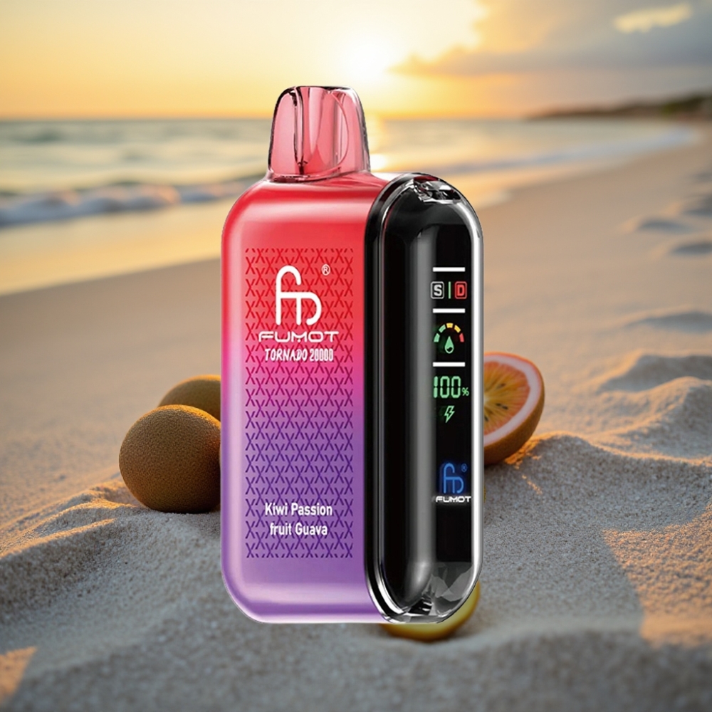 Fumot Tornado 20000 Puffs Vienreizējās lietošanas vape Kiwi Marakuja Guava, Dual Mesh Coil, 20ml, 850mAh