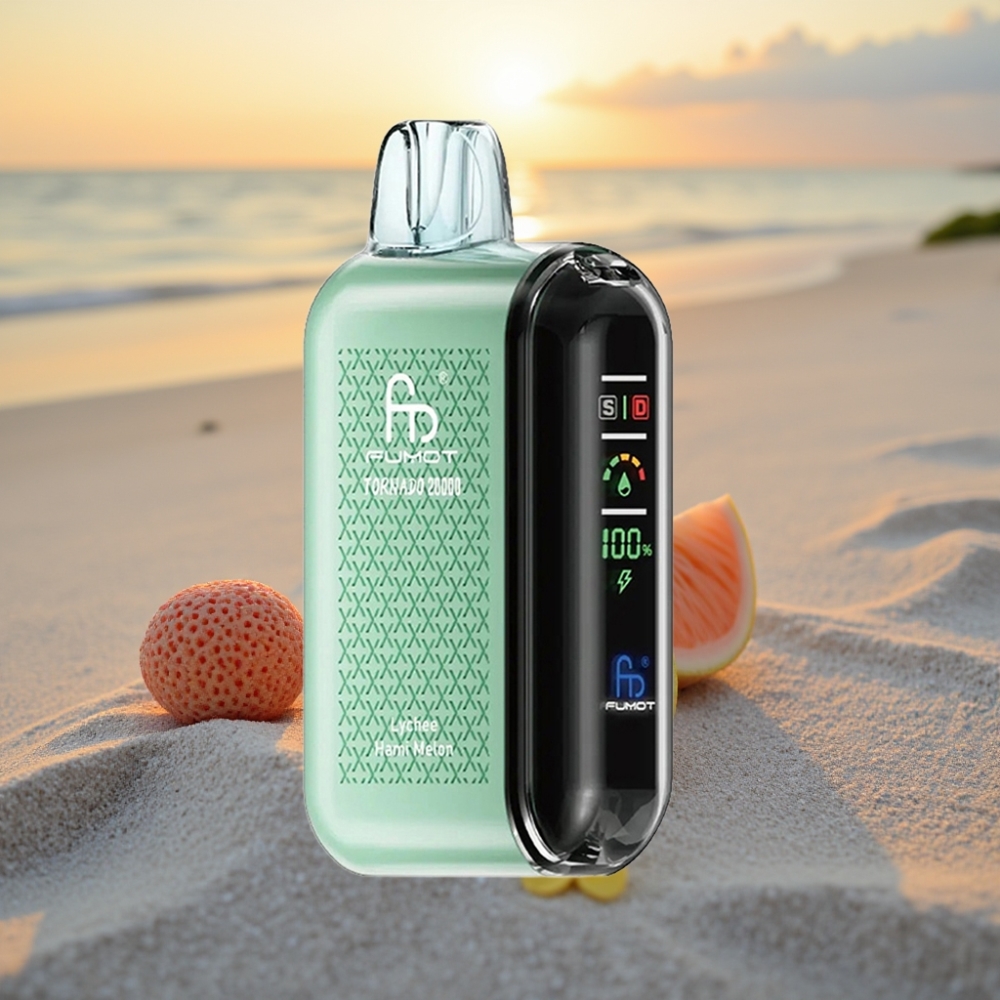 Fumot Tornado 20000 Puffs Vienreizējās lietošanas vape Liči Hami Melone, Dual Mesh Coil, 20ml, 850mAh