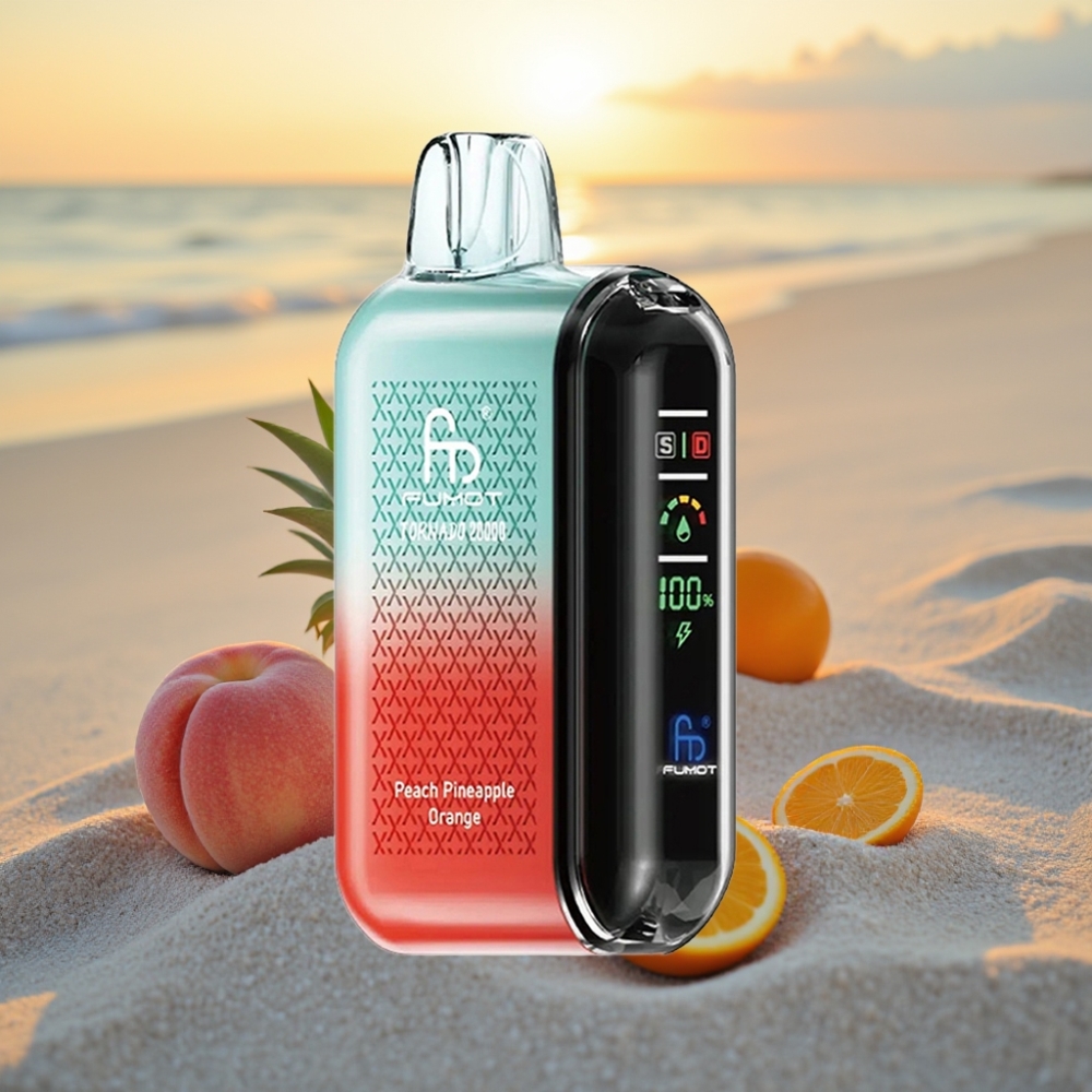 Fumot Tornado 20000 Puffs Vienreizējās lietošanas vape Persiku Ananāsu Apelsīns, Dual Mesh Coil, 20ml, 850mAh
