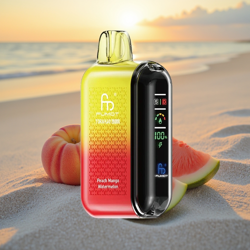 Fumot Tornado 20000 Puffs Vienreizējās lietošanas vape Persiku Mango Arbūzs, Dual Mesh Coil, 20ml, 850mAh