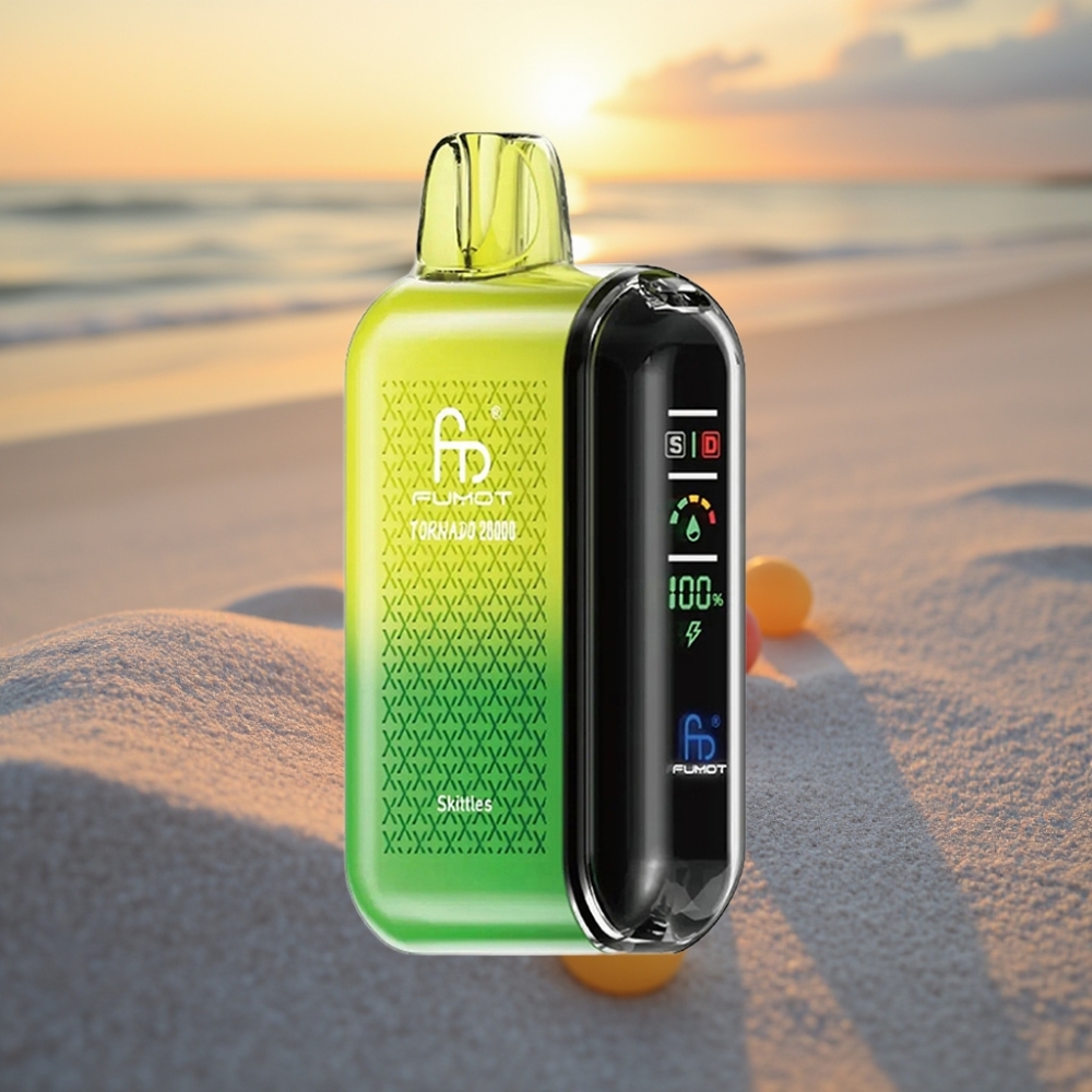 Fumot Tornado 20000 Puffs Vienreizējās lietošanas vape Skittles ar 20ml e-šķidruma, 850mAh bateriju un gaisa plūsmas kontroli