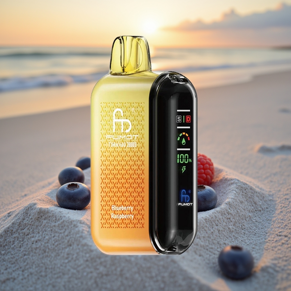 Fumot Tornado 20000 Puffs Vienreizējās lietošanas vape Zilene Aveņu (Dual Mesh Coil, 20ml, 850mAh, 2% Nikotīns)