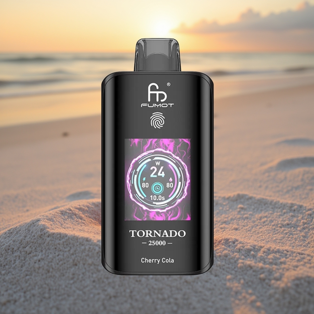 Fumot Tornado 25000 Puffs HD Ekrāns, 700mAh, 20ml, 0/2%/3%/5% Nikotīns, Type-C, Ķiršu Kola