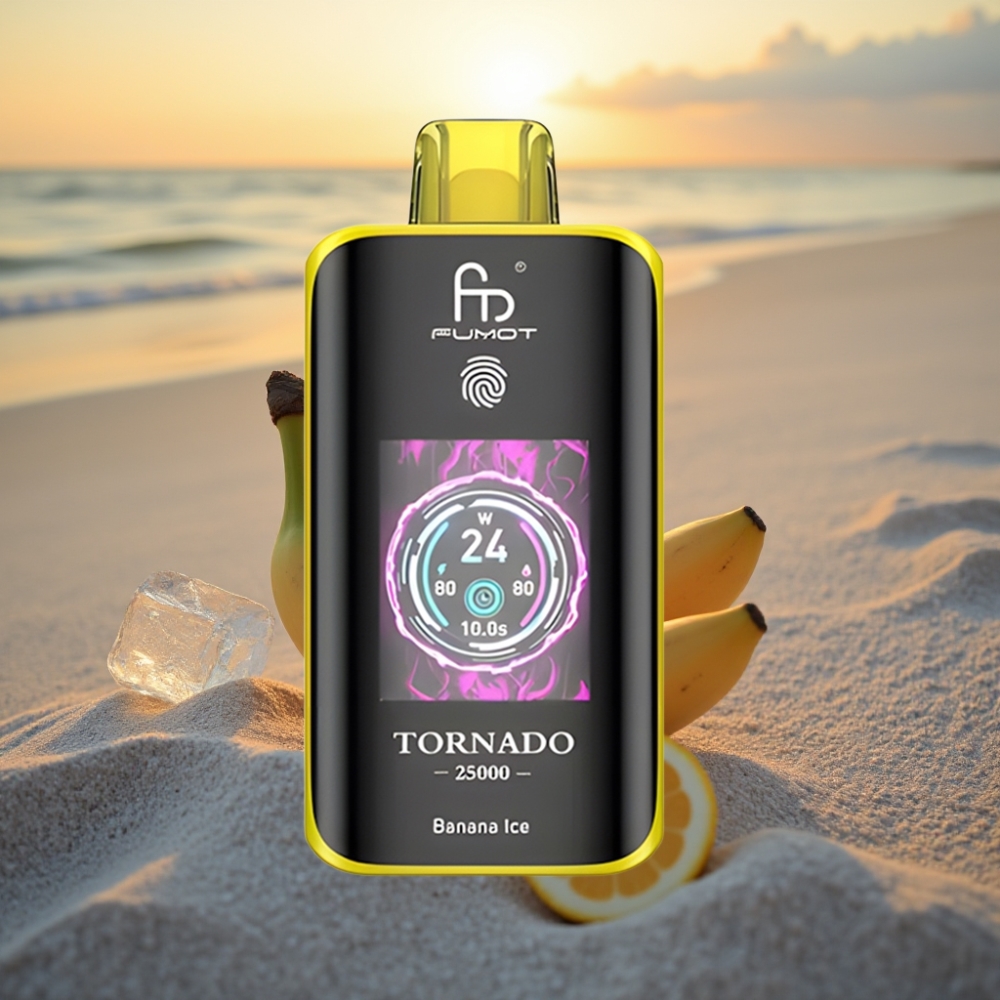 Fumot Tornado 25000 Puffs HD Ekrāns, 700mAh, 20ml, Banānu Ledus, Type-C