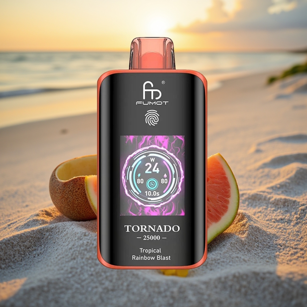 Fumot Tornado 25000 Puffs HD Ekrāns, 700mAh, 20ml Tropu Varavīksnes Šķidrums
