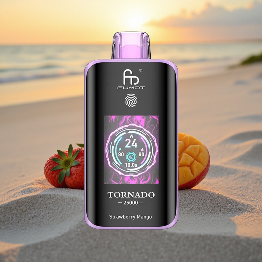 Fumot Tornado 25000 Puffs HD Ekrāns, 700mAh, 20ml, Zemeņu Manga, Type-C