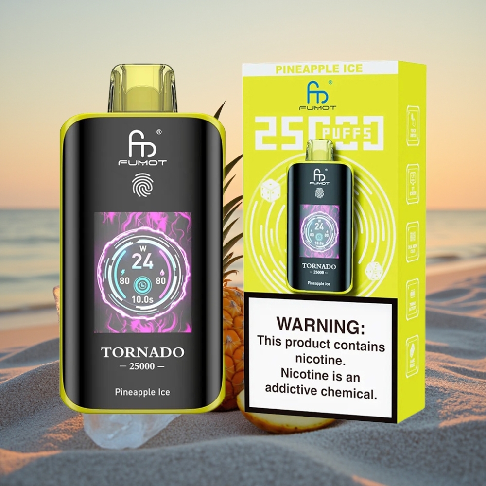 Fumot Tornado 25000 Puffs Izlaidams Veips Ananāsa Ledus, HD Ekrāns, 700mAh, 20ml, Type-C