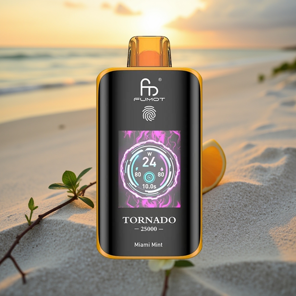 Fumot Tornado 25000 Puffs Izlaidams Veips Maiami Mētra, HD Ekrāns, 700mAh, 20ml, Type-C