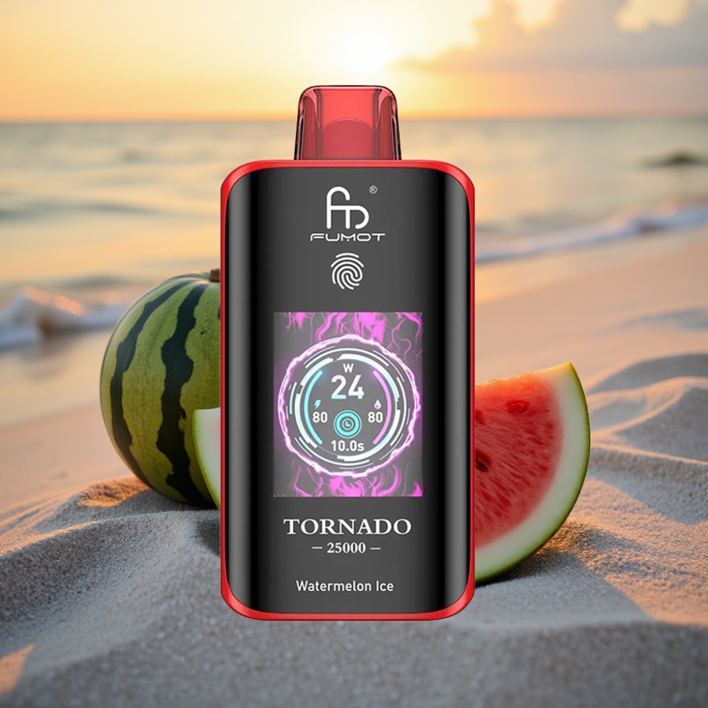 Fumot Tornado 25000 Puffs Vienreizējās lietošanas vape Arbūzu Ledus ar HD ekrānu, 700mAh bateriju, 20ml e-šķidrumu, Type-C