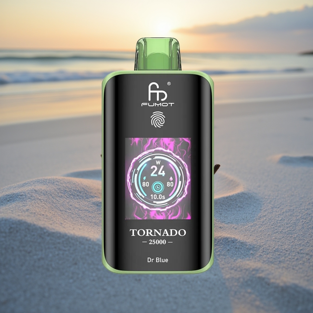 Fumot Tornado 25000 Puffs Vienreizējās lietošanas vape HD ekrāns, 700mAh baterija, 20ml e-šķidrums, Dr Zils