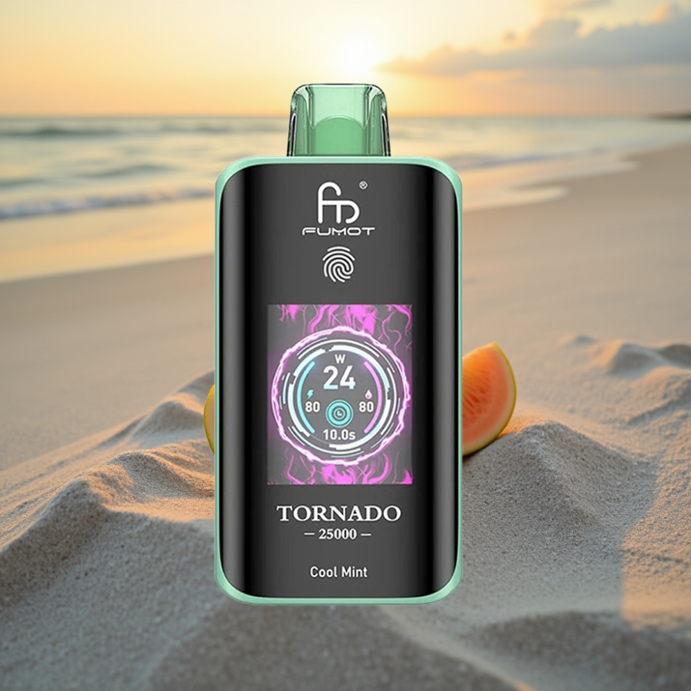Fumot Tornado 25000 Puffs Vienreizējās lietošanas vape Vēsā Mētra ar HD ekrānu, 700mAh bateriju, 20ml e-šķidruma
