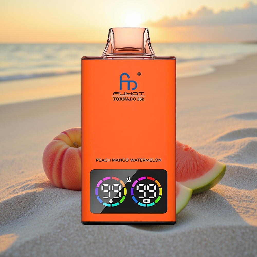 Fumot Tornado 35K Vienreizējās lietošanas vape Persiku Mango Arbūzu 35000 Puffi, Dual Mesh Coil, 15ml E-šķidrums, USB-C