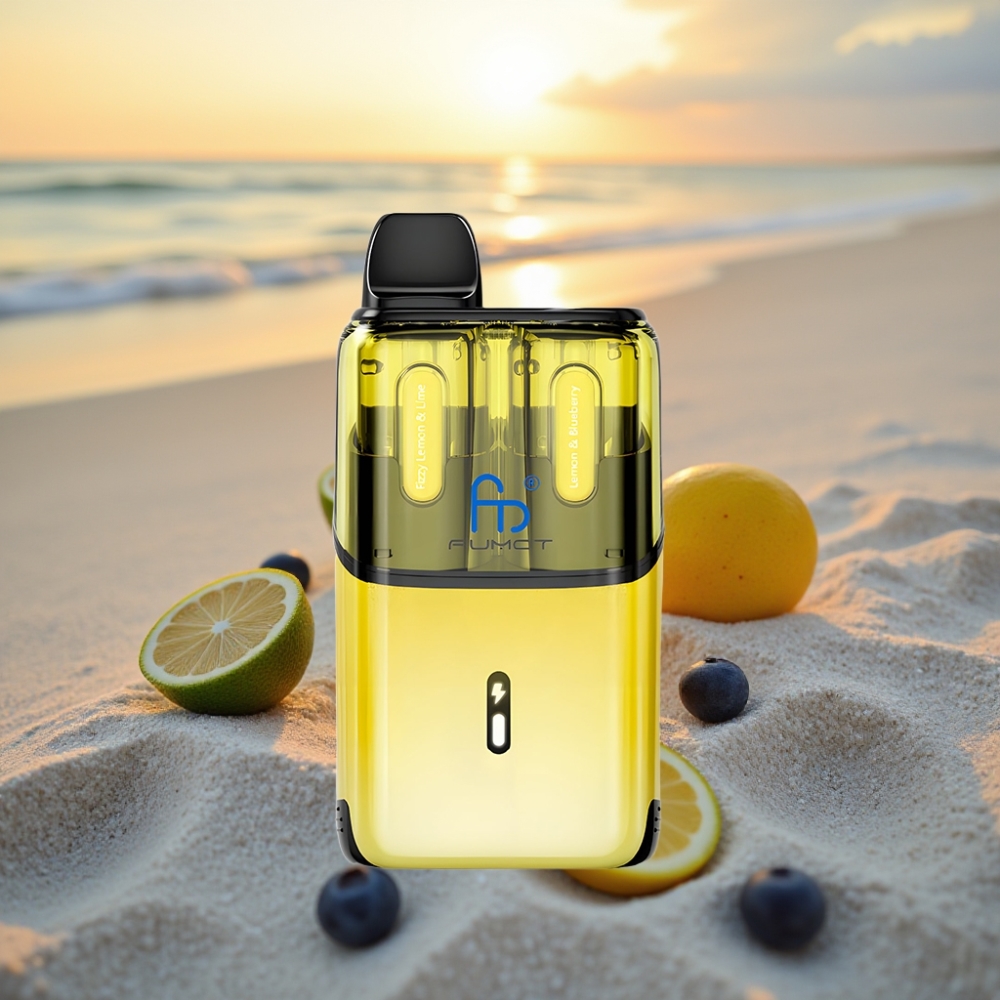 Fumot Ultra T32000 Izmetamā Veipa – Dzirkstošā Citrona & Laiša - Citrons & Zemenes, 32000 piepūšas, 800mAh, 24ml, 20mg, Type-C, Mesh