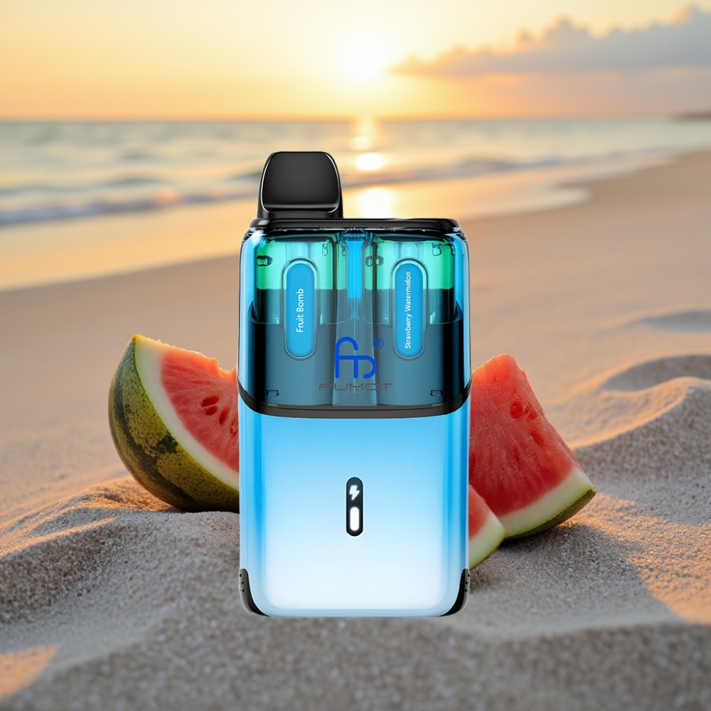 Fumot Ultra T32000 Vienreizējās lietošanas vape Augļu Bumba - Zemeņu Arbūzs 32000 Puffi, 800mAh, 24ml, Type-C, 20mg, Mesh Coils