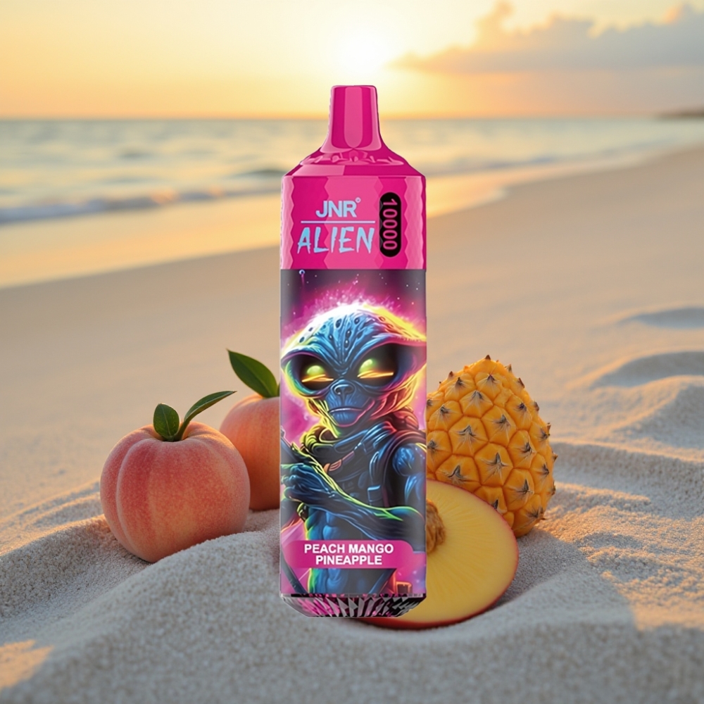 JNR Alien 10000 Pūfes Vienreizējās lietošanas vape Persiku mango ananāsu, 850mAh, 20ml, Type-C