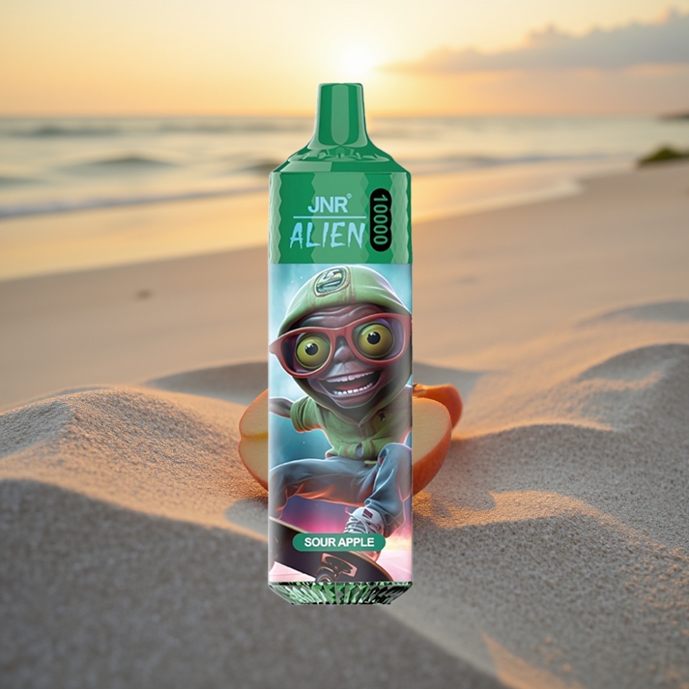 JNR Alien 10000 Puffs Vienreizējās lietošanas vape Skābā ābols, 850mAh, 20ml, Type-C, RGB