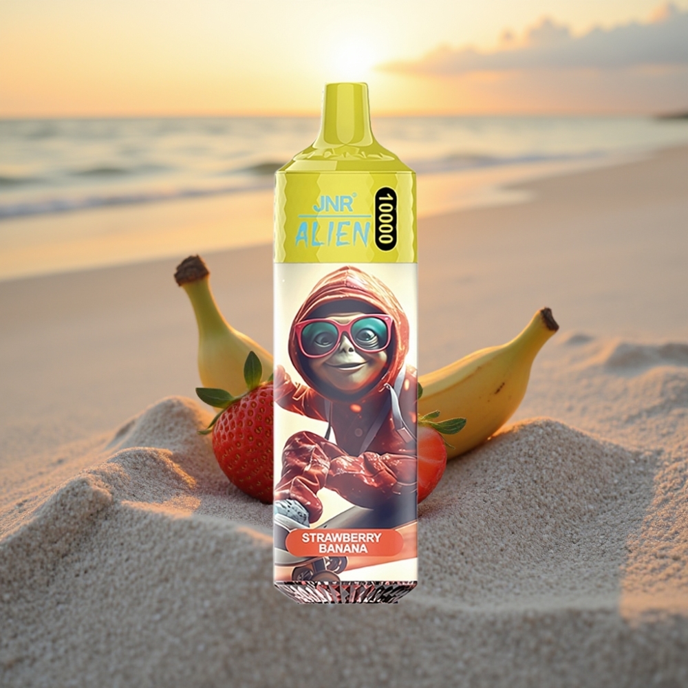 JNR Alien 10000 Puffs Vienreizējās lietošanas vape Zemeņu Banānu, 850mAh, 20ml, Type-C, RGB