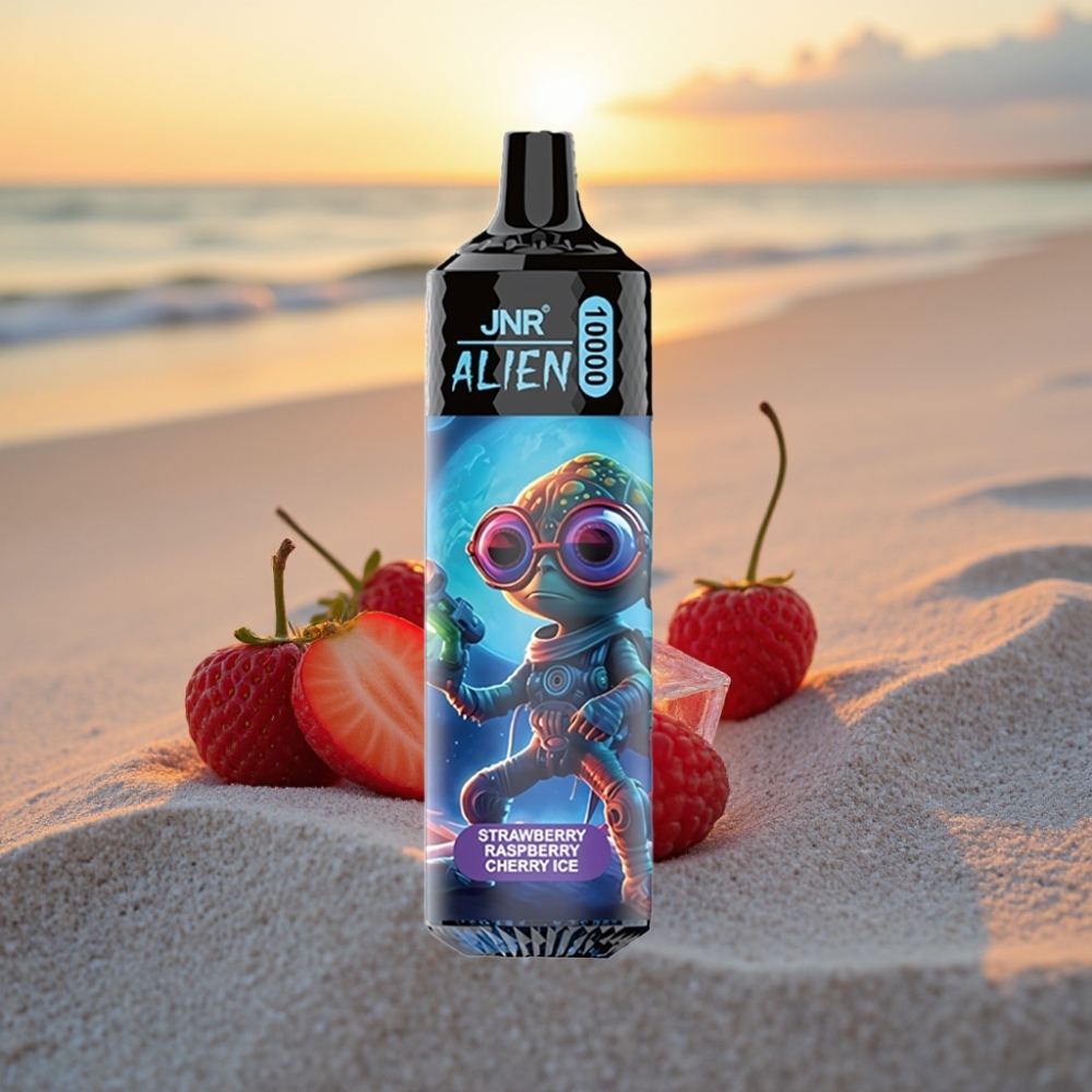 JNR Alien 10000 Puffs Vienreizējās lietošanas vape Zemene arīkšu avenu ķiršu ledus, 850mAh, 20ml, Type-C