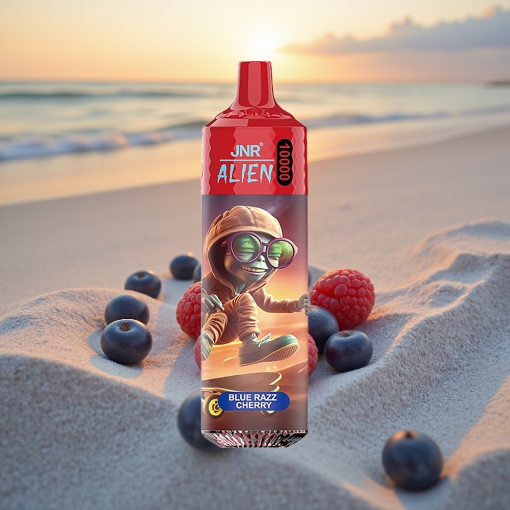 JNR Alien 10000 Puffs Vienreizējās lietošanas vape Zilā Aveņu Ķirši, 850mAh, 20ml, Type-C