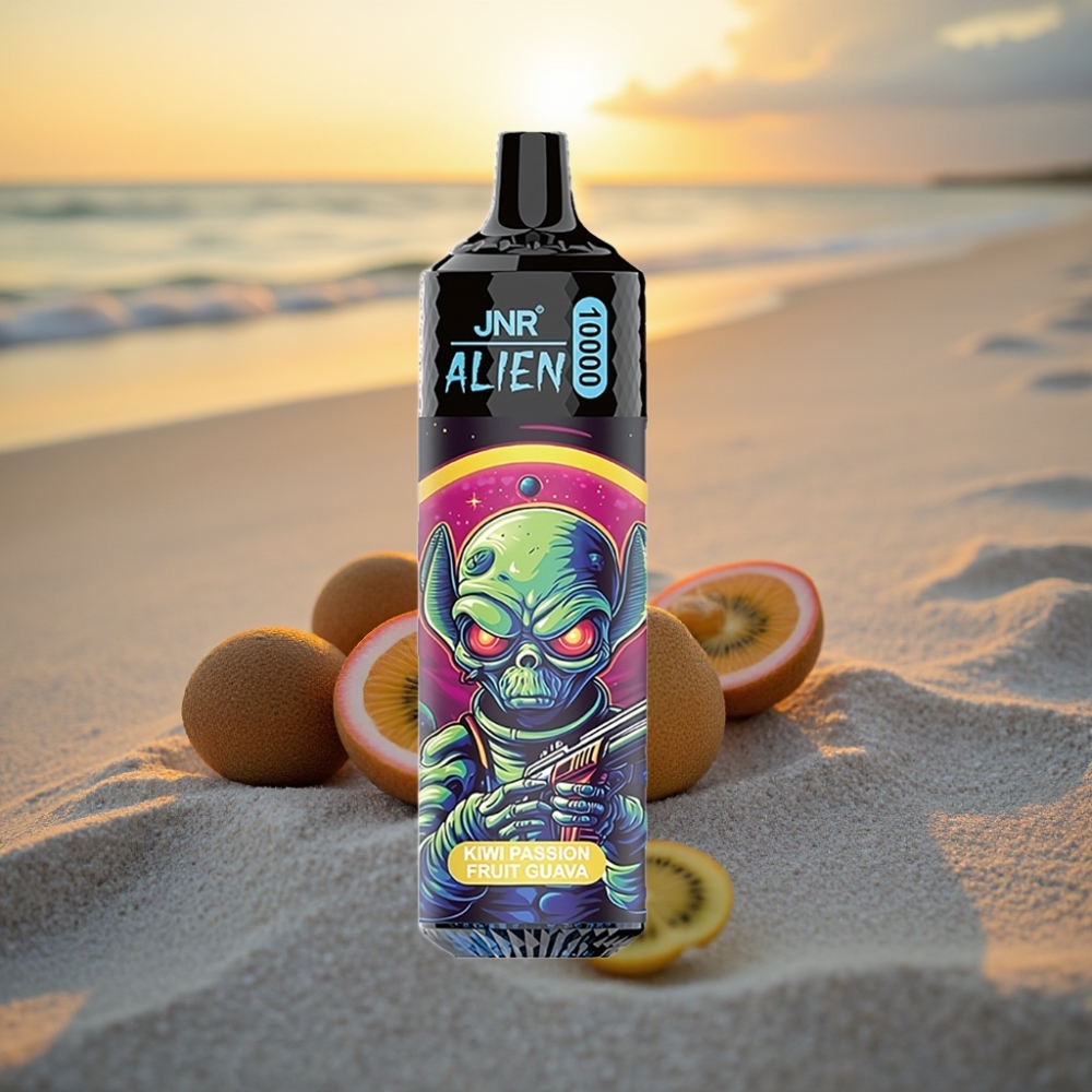 JNR Alien 10000 Puffs Vienreizējās lietošanas vape Ķīvi, pasijas auglis, gvajava – 850mAh, 20ml, Type-C, LED