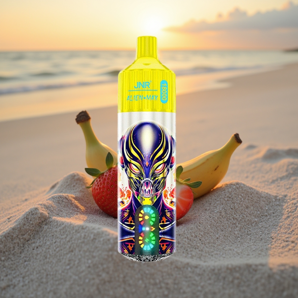 JNR Alien Max 18000 Puffs Vienreizējās lietošanas vape Zemeņu Banāns, LED, Dual Mesh, 28ml, Type-C