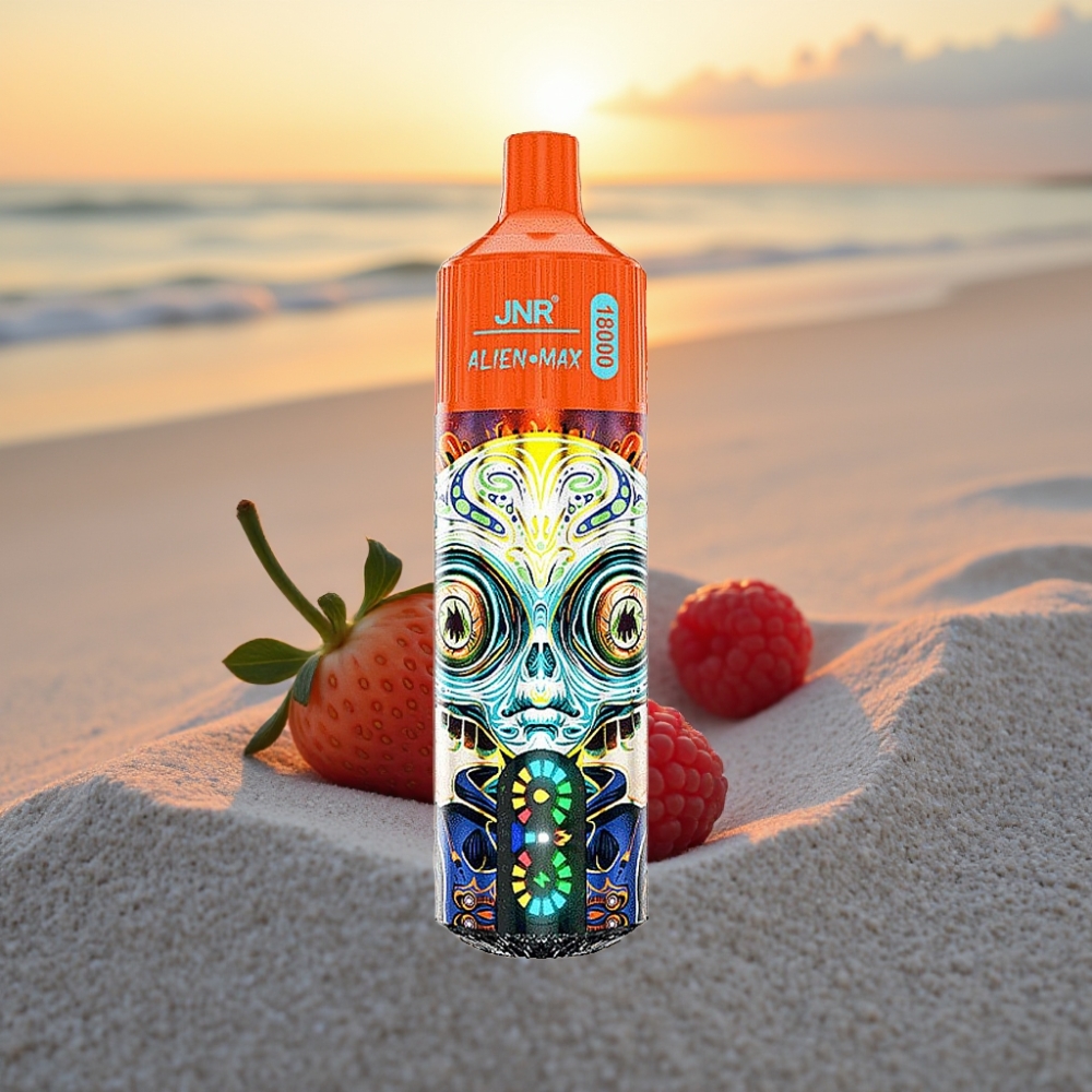 JNR Alien Max 18000 Puffs Vienreizējās lietošanas vape Zemenes Avenes Ķiršu, Smart LED, Dual Mesh, Type-C, 28ml