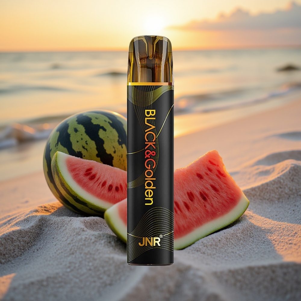 JNR Black&Golden 800 Pūfu Vienreizējās lietošanas vape Arbūze Sīkru Gumija, 550mAh, 2ml, 2% Nikotīns, TPD